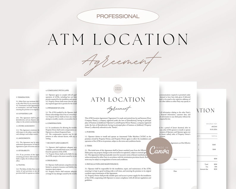 ATM Location Agreement, ATM Contract Template, Cashpoint Site Agreement ...