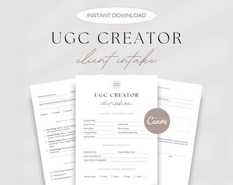 UGC Creator Client Intake Form, UGC Client Consultation Forms, User Generated Content, UGC Contract Forms, Influencer Forms, Canva Templates