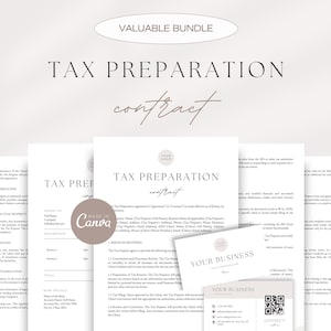 Tax Preparation Contract Template, Tax Preparation Service Agreement, Tax Preparer Client Contract, Invoice Template, Business Card Template