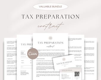 Tax Preparation Contract Template, Tax Preparation Service Agreement, Tax Preparer Client Contract, Invoice Template, Business Card Template
