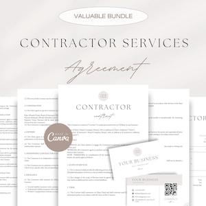 Contractor Services Agreement, Independent Contractor Contract Template, Invoice Template, Business Card Template, Contractor Templates