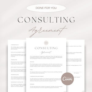 Professional Consultant Agreement, Consulting Contract Template, Editable Client/Consultant Contract, Consulting Services Agreement