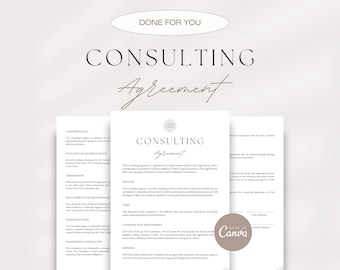 Professional Consultant Agreement, Consulting Contract Template, Editable Client/Consultant Contract, Consulting Services Agreement