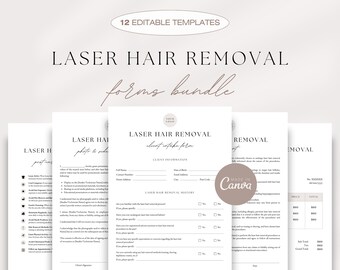 Professional Laser Hair Removal Forms Bundle, Laser Hair Removal Consultation Forms, Printable Laser Hair Removal Forms, Editable Templates