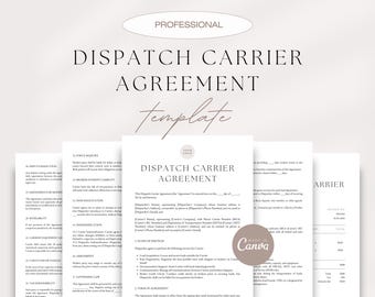 Professional Dispatch Carrier Agreement, Dispatch Service Agreement, Logistics Dispatch Agreement, Freight Management Agreement, DIY Canva