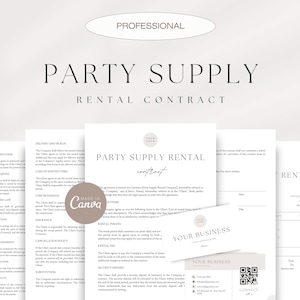 Party Supply Rental Contract, Party Equipment Rental Agreement, Party Rental Contract, Event Rental Agreement, Invoice & Business Card