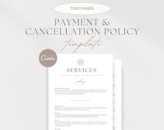 Editable Cancellation Policy Form, Payment and Cancellation Policy, Beauty Services Cancellation Policy, Hair Salon Policy Template