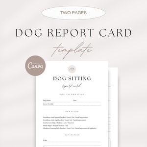 Dog Report Card, Pet Report Card Template, Editable Pet Daycare Forms, Dog Walking Forms, Dog Sitter Forms, Puppy Report, Canva Templates