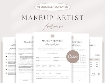 Makeup Artist Contract Bundle, Makeup Contract Template, Editable Makeup Artist Forms, Makeup Client Intake & Consent Form, Policy Forms