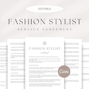 Fashion Stylist Service Agreement, Stylist Client Contract, Styling Services Contract, Fashion Consultant Agreement, Stylist Canva Templates