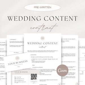Professional Wedding Content Contract, Wedding Content Creator Templates, Wedding Media Contract, Invoice Template, Business Card Template
