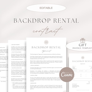 Professional Backdrop Rental Agreement, Backdrop Lease Agreement, Backdrop Rental Contract Template, Backdrop Rental Arrangement Forms image 1