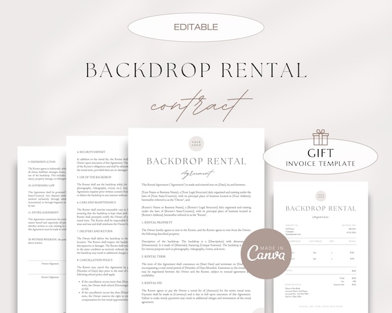 Professional Backdrop Rental Agreement, Backdrop Lease Agreement, Backdrop Rental Contract Template, Backdrop Rental Arrangement Forms