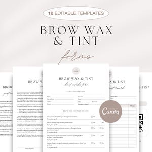 Brow Wax & Tint Forms Bundle, Brow Waxing Consultation Forms, Brow Wax Client Intake Forms, Brow Client Appointments, Brow Canva Templates