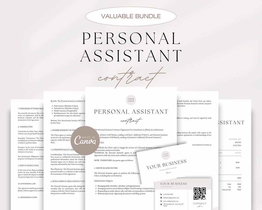 Personal Assistant Contract Bundle, Personal Assistant Services ...
