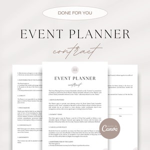 Professional Event Planner Contract, Event Coordinator Services Agreement, Event Planning Contract Template, Event Organizer Contract
