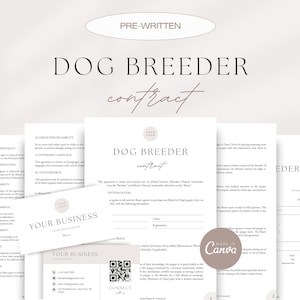 Editable Dog Breeder Contract, Puppy Contract, Pet Adoption Contract, Pet Sales Contract, Dog Sale Agreement, Canva Breeder Templates