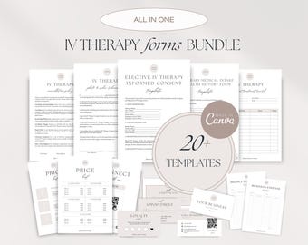 IV Therapy Forms Bundle, Med Spa Templates, IV Infusion Forms, Wellness RN Forms, Aesthetic Clinic Documents Esthetics Forms, Canva Template