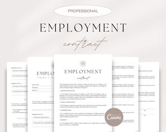 Professional Employment Contract Bundle, Employment Agreement Template, Small Business Employment Contract, Editable Employment Templates