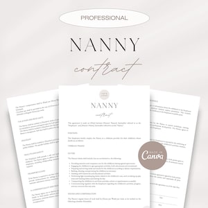 Nanny Contract, Nanny Services Agreement, Childcare Contract, Babysitter Contract, Nanny Business Card, Nanny Client Forms, Nanny Templates