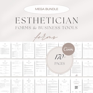 Professional Esthetician Mega Forms Bundle | Client Intake, Consent, Facial, Body Treatments & Salon Business Templates | Canva