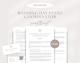 Wedding Day Event Coordinator Contract, Wedding Coordinator Services Agreement, Editable Event Coordinator Contract Template, Instant Access
