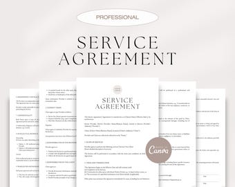 General Service Agreement, Professional Services Agreement, Client Service Agreement, Service Contract Template, Editable Canva Template
