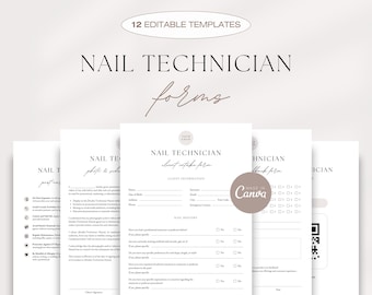 Editable Nail Technician Forms Bundle, Nail Tech Consultation Forms, Nail Client Intake Forms, Nail Aftercare, Appointments Tracker, Consent