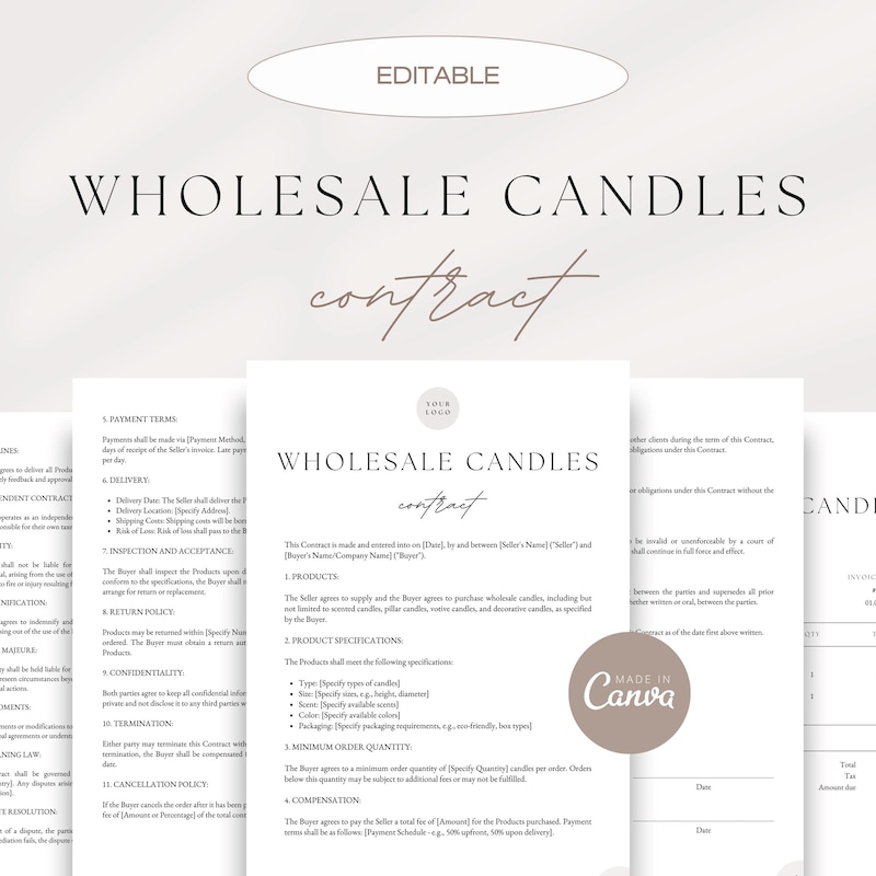 Candle Invoice Template - Etsy
