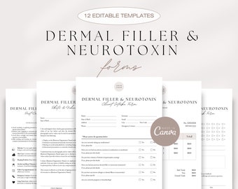 Dermal Filler & Neurotoxin Forms Bundle, Injection Cosmetology Business Forms, Editable Botox Injection Forms, Neurotoxin Consultation Forms