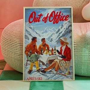 Retro Apres Ski Poster: Cozy Winter Cabin Art (Digital Download)