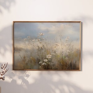 Wildflower Printable Wall Art, Field Landscape Oil Painting, Flower Wall Art, Farmhouse Decor, Country Cottage Art, Wildflower Oil Painting