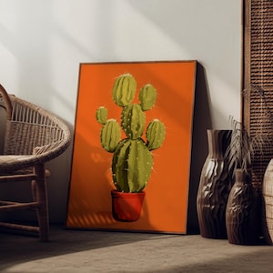Vintage Kaktus Orange Wand Kunst Andy Warhol Poster Retro Outdoors Poster Arizona Cabin Cottage Druck Botanische Kakteen Wüste Wilder Westen Druck
