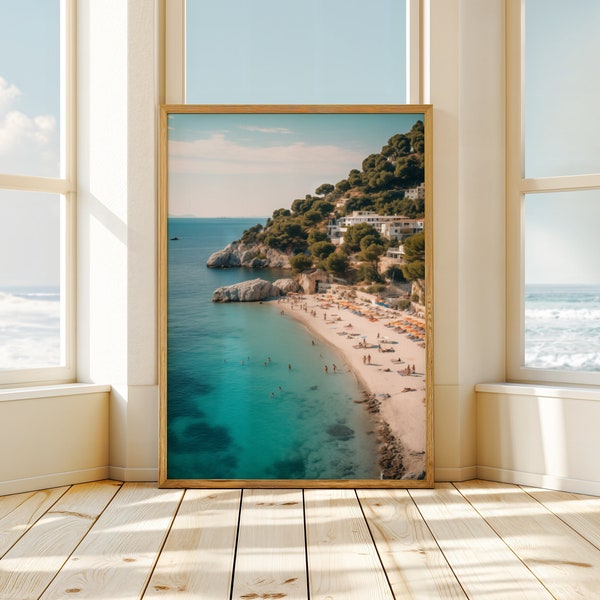 Coastal Beach Wall Art, Mediterranean Summer Painting, Italian Beach Photo, Beach Photography, Beach House Decor, Amalfi Coast Illustration