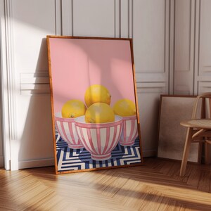 Citroen keuken muurkunst, moderne keuken poster, retro citrus kunst print, vintage food Art Print, minimalistische citroen keuken muur decor, poster