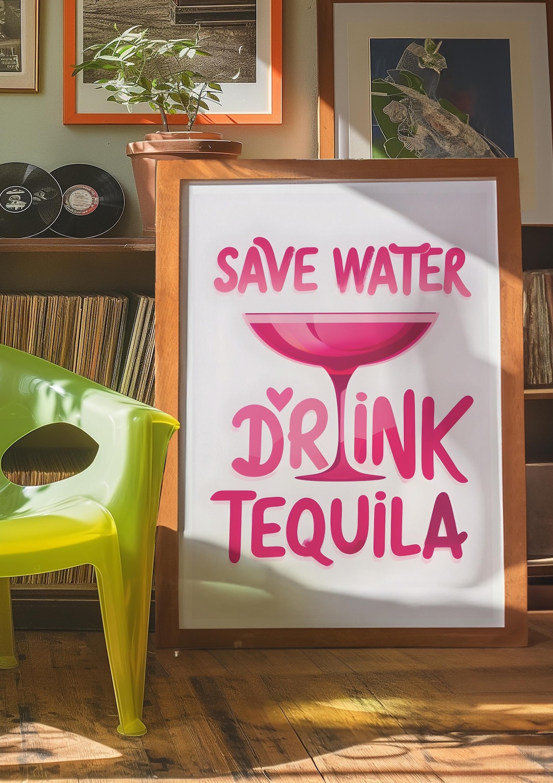 Retro Bar Cart Decor Tequila Print Colorful Bar Cart Poster Tequila ...