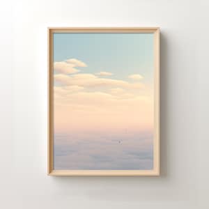 Vintage Sonnenuntergang Wolke Ölgemälde Druck, Mann auf Wolke Kunst, Wolke abstrakter Druck, Neutral Wandkunst, Himmel Wandkunst, Himmel Wandkunst, mystisch