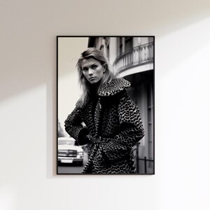 Leopard Print Fashion Black and White Photography, Vintage Photography, Fashion Wall Art, High Def, Woman Chains Animal Rights Statement Art