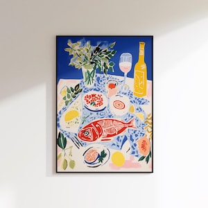 Fish Tapas Art Print: Modern Kitchen Food Poster (Digital Download)