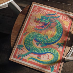 Chinese Dragon Art Print: Colorful Lunar New Year Poster (Digital Download)