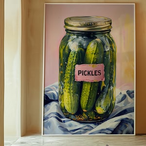 Gürkchen Glas Malerei Bunte Farben Kunst Küche Wand Kunst Essen Kunstdruck Gürkchen Geschenke Gürkchen Liebhaber Geschenke Gerkin Poster Gerkin Liebhaber Geschenke