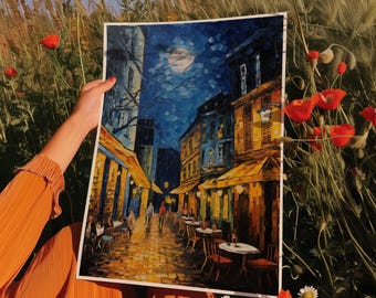 Van Gogh Cafe Terrace at Night Print: Paris Street Scene (Digital Download)