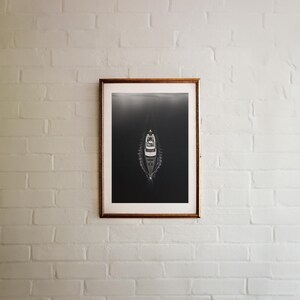 Vintage Luxury Yacht Wall Art Retro Boat Photo Yachting Boat Aesthetic Old Money Minimalist Nautical Gift for Boat Lovers Black And White