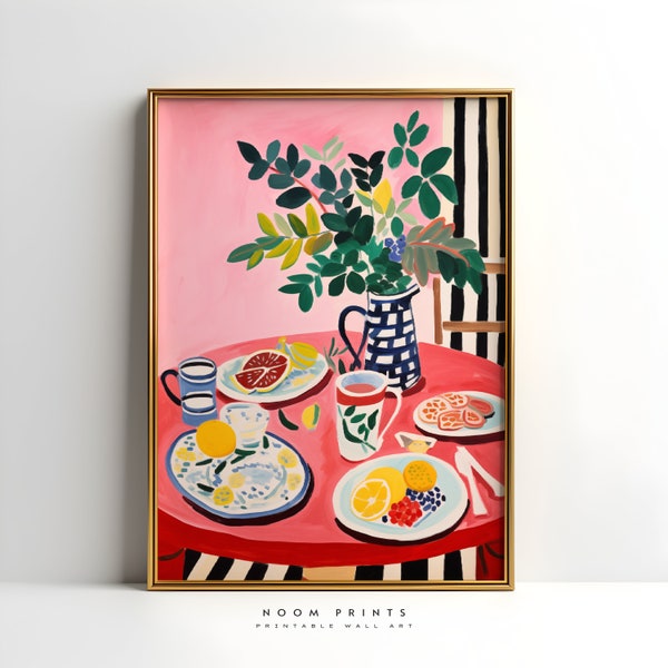 Table Spread Printable Art, Abstract Kitchen Painting,  Henri Matisse Art Kitchen Wall Art, Kitchen Table Art, Foodie Gifts, Flower Poster