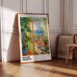 Italian Balcony Print, Home Decor Gift, Digital Art, Travel Coastal Poster, Amalfi Coast Italy Painting, Italy Beach Coast Summer Art Print