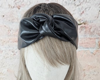 Banda para el cabello de cuero vegano con alambre, diadema, banda para el cabello de alambre, banda para el cabello con nudo, accesorio para el cabello, accesorios para el cabello, banda flexible, cuero sintético