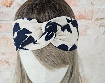 Bande de cheveux de fleur avec fil, bandeau, bandeau de fil, bandeau de noeud, accessoire de cheveux, grandes fleurs de turban, accessoires de cheveux, bande flexible