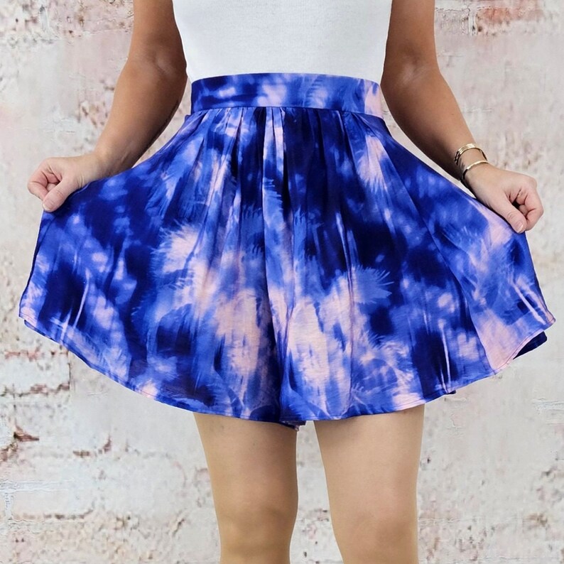 Flowy Wrap Skirt with Tie Dye Pattern, Wrap Skirt with Shorts, Festival Skirt, Batik, Tie Dye Pattern, Slit Skirt, Side Slit Skirt image 3