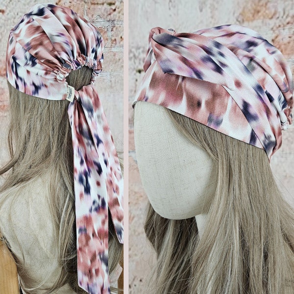 Boho Kopftuch, Turban mit Drahtbändern, Kopfwickelturban, Chemotherapie Kopfband, aus Draht formbarer Turban, Batik Blumenmuster, Tie Dye