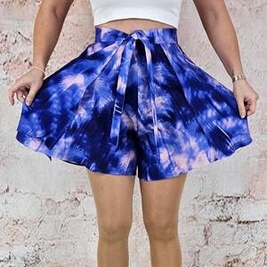 Flowy Wrap Skirt with Tie Dye Pattern, Wrap Skirt with Shorts, Festival Skirt, Batik, Tie Dye Pattern, Slit Skirt, Side Slit Skirt image 4